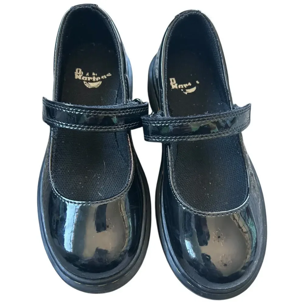 EUC Dr. Martens Maccy Black Patent Leather Mary Jane Girls US Size 13